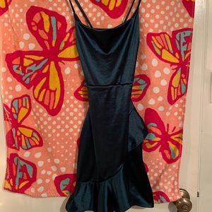 Emerald Green Mini Silk Dress